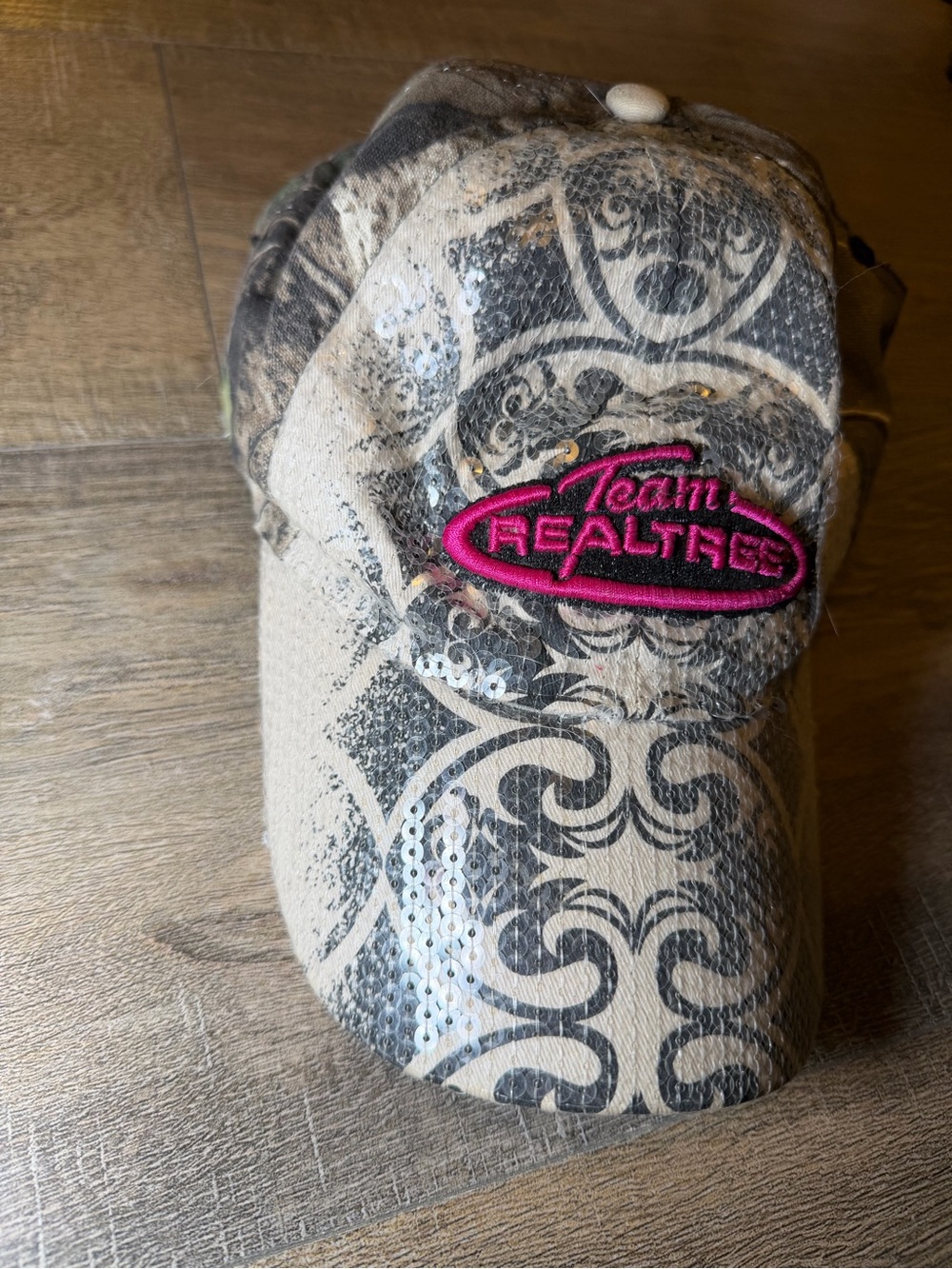 Camo Baseball Cap with 'Team Realtree' patch and Sequins